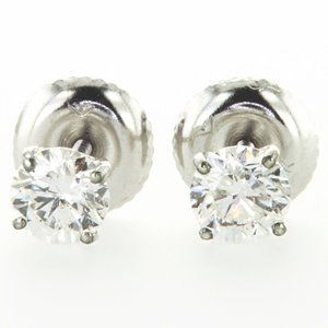 Real Diamond Solitaire Stud Earrings Round 0.68 TCW 14K White Gold